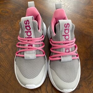 NEW ADIDAS GIRLS PINK GREY SLIP ON TENNIS SHOE SZ 13